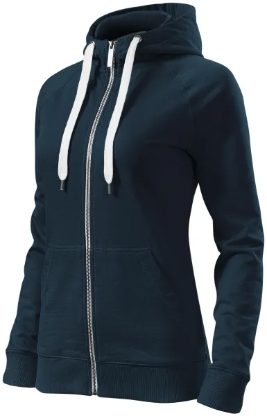 Kontrastfarbenes Damen-Sweatshirt mit Kapuze - Damen-Sweatshirt mit Reißverschluss und Kapuze