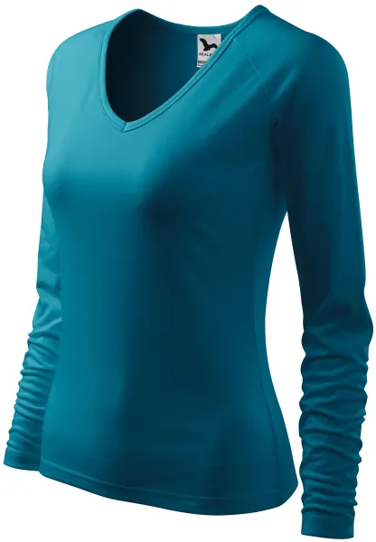 Eng anliegendes T-Shirt für Damen, V-Ausschnitt - Bequemes Langarm-T-Shirt für Damen
