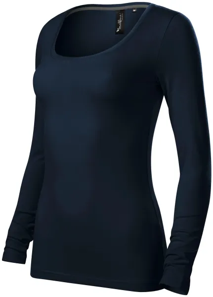 Damen T-Shirt mit langen Ärmeln und tiefem Ausschnitt - Damen Baumwoll-T-Shirt für jeden Tag